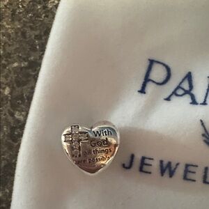 Silver Heart Charm faith and blessing